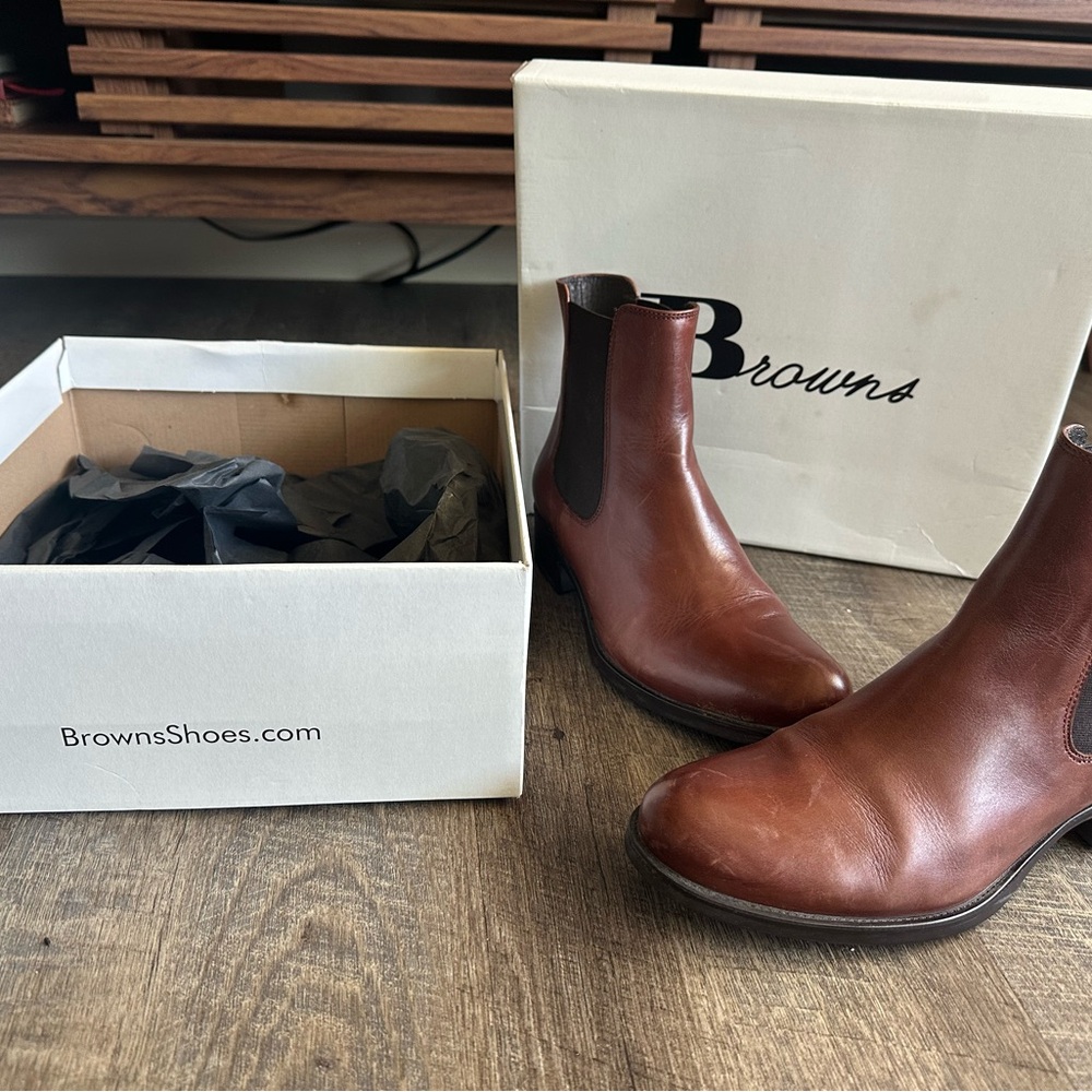 NEW Women's Tan Leather Heeled Boots